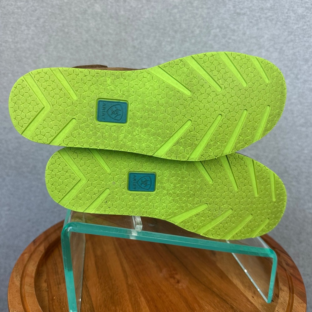 Ariat Cruiser Brown Suede Canvas Slip On Loafers Teal Lime Green Womens 7.5 - Picture 8 of 8